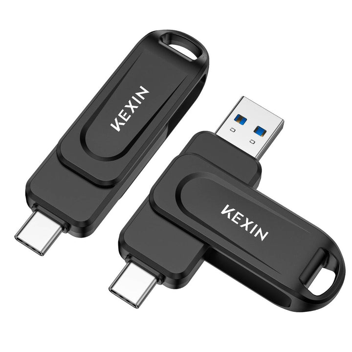 KEXIN USB C Stick 64GB USB 3.0 OTG 2er Pack, bis zu 100 MB/s, Dual-USB Type-C & USB-A Anschlüsse, Sp