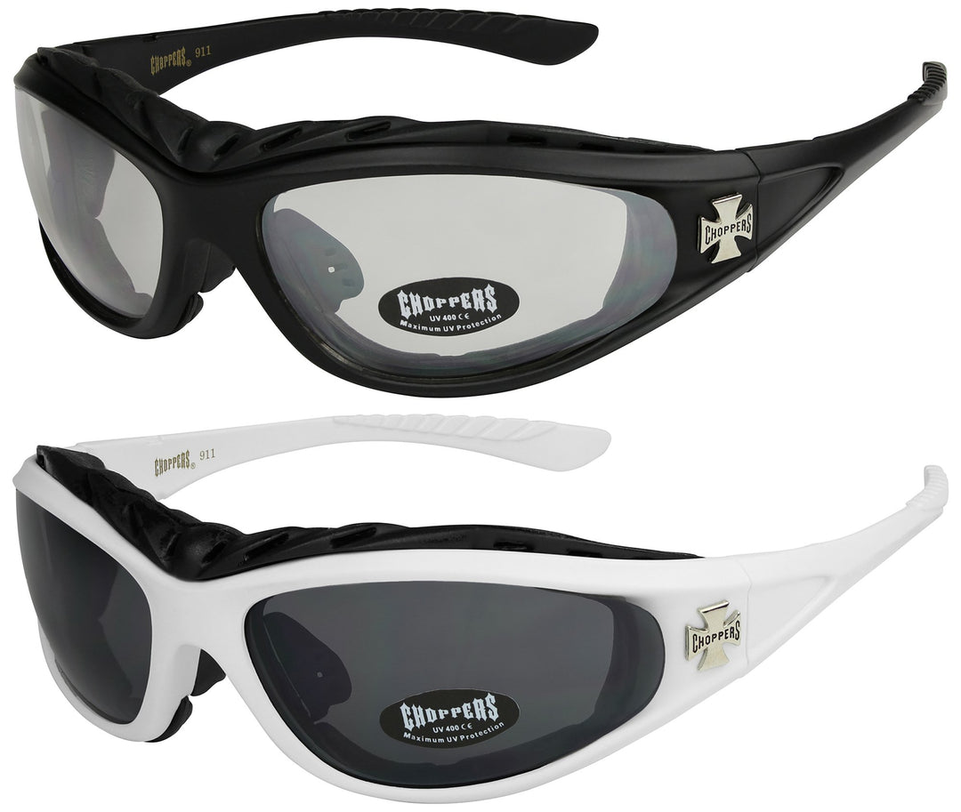 X-CRUZE 2er Pack Choppers 911 Sonnenbrillen Motorradbrille Sportbrille Radbrille mit Polsterung in d