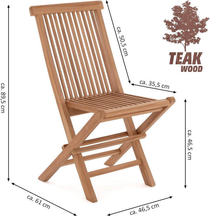 Divero 4er Set Gartenstuhl Balkonstuhl Hochlehner Teakholz Stuhl für Terrasse Camping kompakt klappb