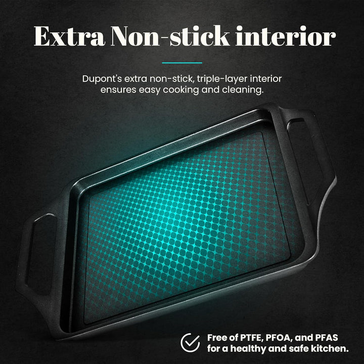 WECOOK! Ecostone Grillplatte, Induktion Griddle-Pfanne 37 X 25 cm, Aluminiumguss, Antihaftbeschichtu