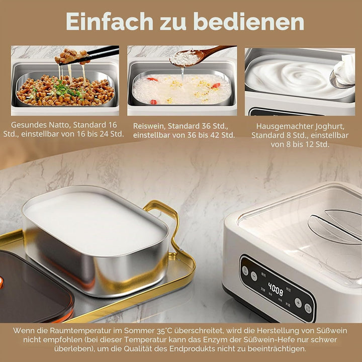 Joghurtbereiter, Joghurtmaschine inkl. 6 Glasbehälter à 100 ml für bis 1,6L selbstgemachten Joghurt,