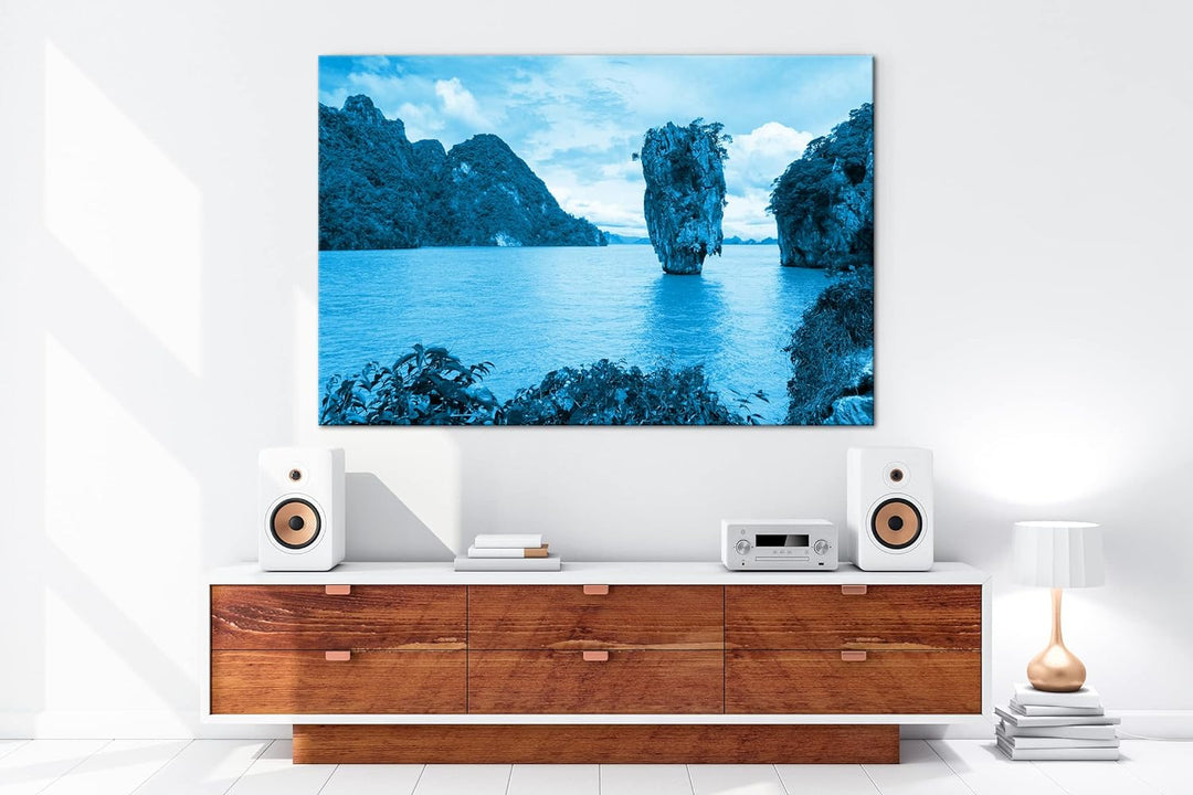 deyoli exotische Inseln in Thailand Format: 80x60 Effekt: Monocrome Blau als Leinwand, Motiv fertig