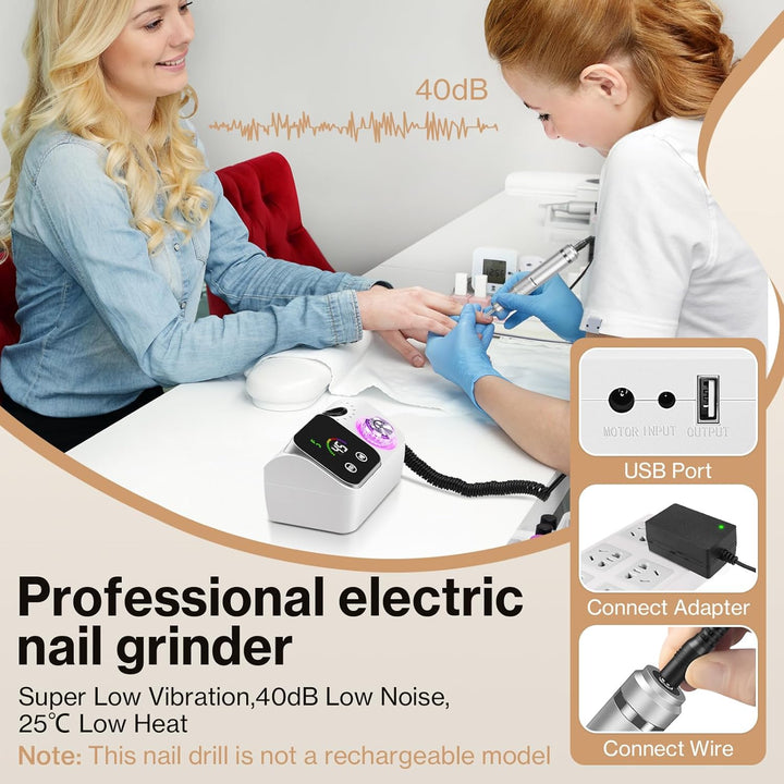 Elektrischer Nagelfeile Nagelfräser für Gelnägel, 45000 U/min Nagelfräser Professioneller mit LCD-An