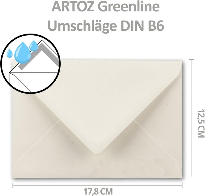 ARTOZ 75 x Briefumschläge DIN B6 - Farbe: tortilla (creme/Eierschalen) - 12,5 x 17,8 cm - mit Nasskl