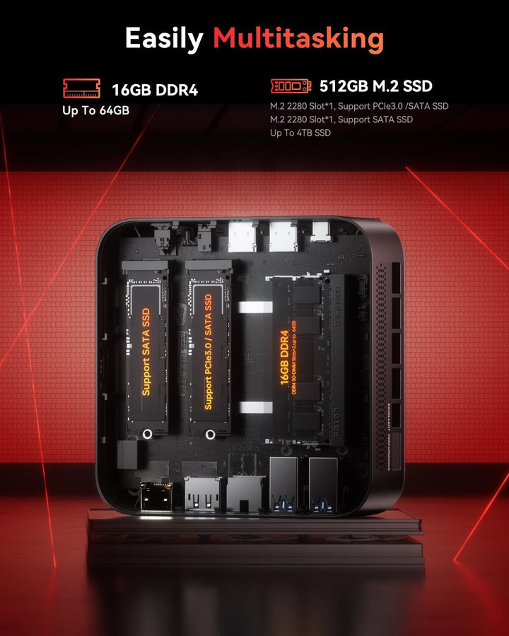 NiPoGi E3B Mini PC АMD Ryzen 5 7430U(Bis zu 4,3GHz) 16GB DDR4 512GB M.2 SSD, Mini Desktop Computer m