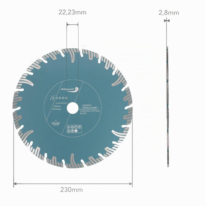 PRODIAMANT Profi Diamant-Trennscheibe Granit Super Speed Cut 230 mm x 22,2 mm Diamanttrennscheibe