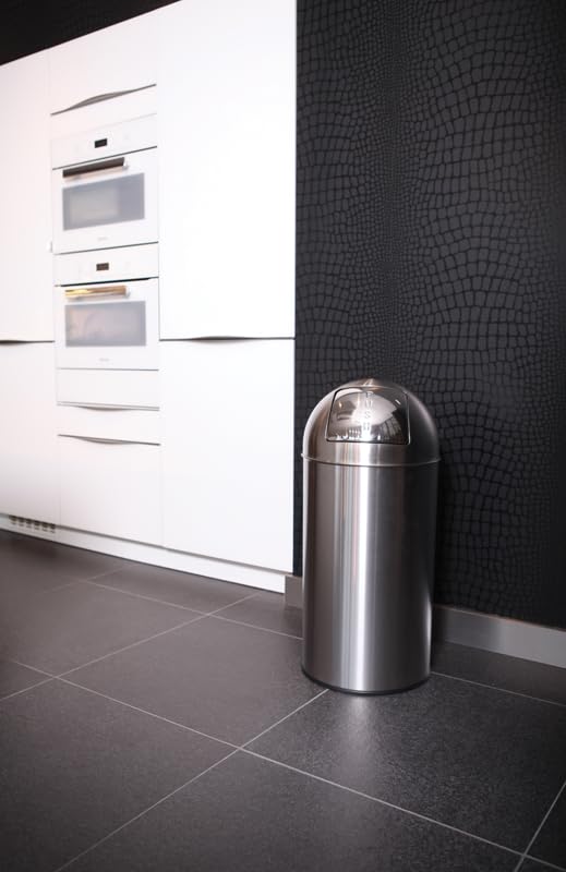PROREGAL Abfallbehälter mit Pushdeckel & Inneneimer aus Metall | 40 Liter, HxBxT 74x34x34cm | Matt E