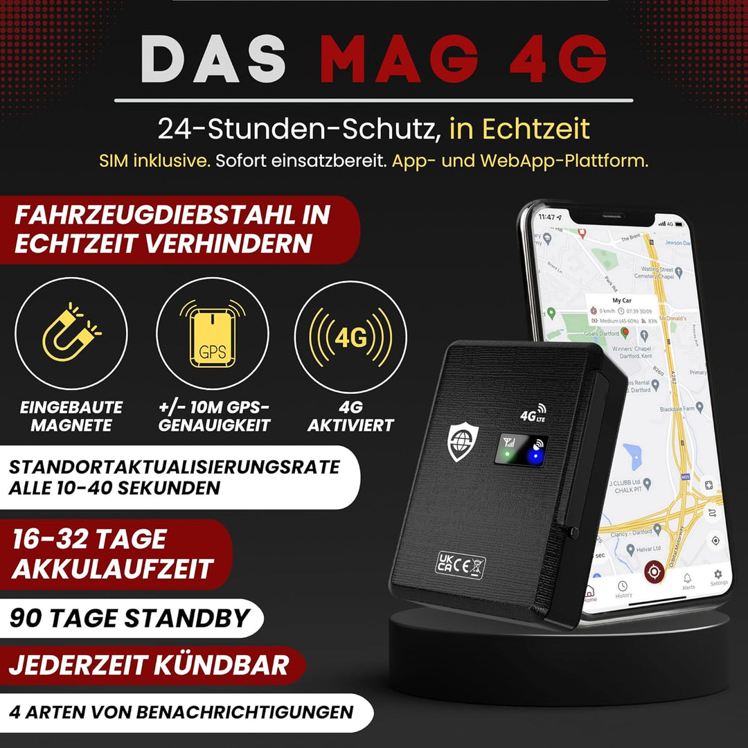 SafeTag Mag – Rechargeable Magnetic GPS Tracker, Car, Van, Motorbike, Caravan, etc. 34-220 Countries