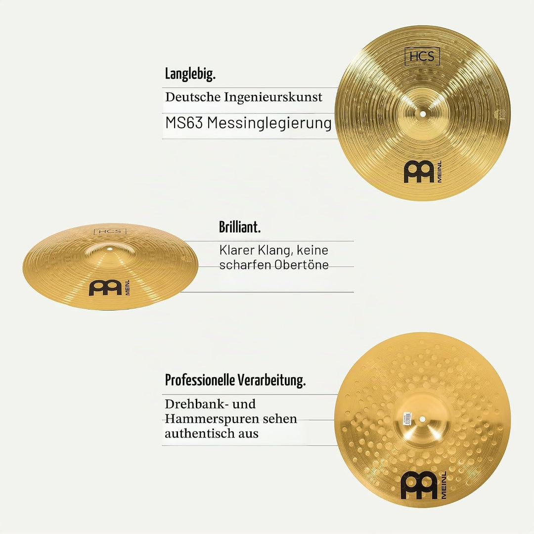 Meinl Cymbals HCS Complete Schlagzeug Becken Set (Video) Box Pack mit 14 Zoll Hihat, 16 Crash, 20 Ri