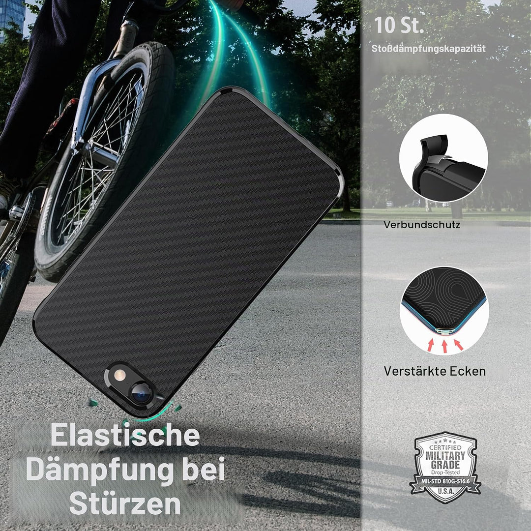 ONES Ultra Dünn Hülle für iPhone SE3 SE2 SE 8 7 · Kohlefaser-Textur [Fingerabdruck Verhinderung] [Ka