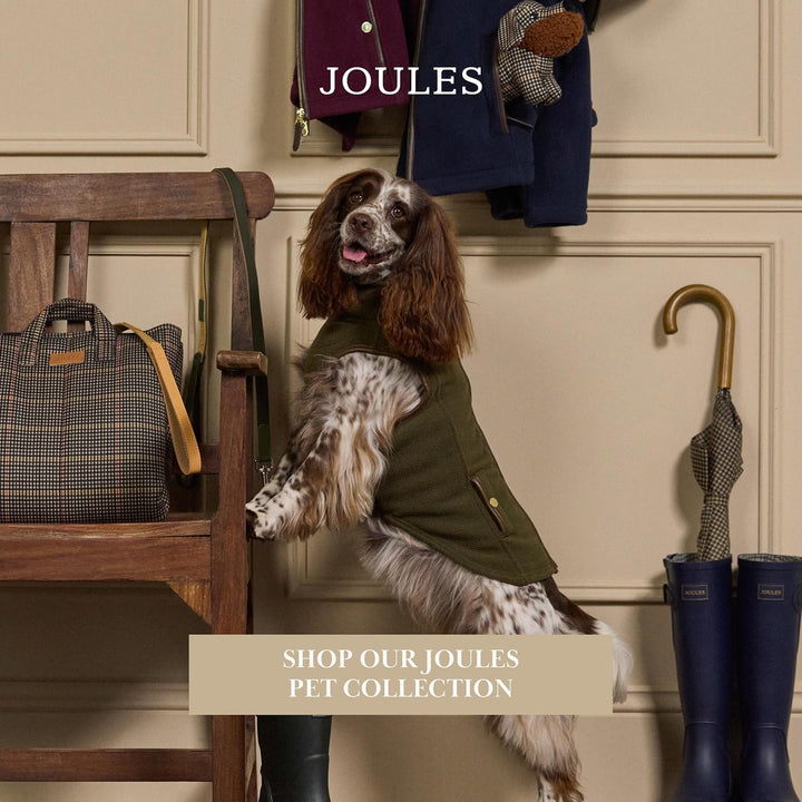 Rosewood x Joules Festival Floral Packaway Hundejacke, Grösse L, leicht, wasserabweisend, mit Kapuze