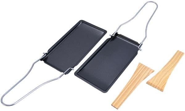 Praktisches 6er-Set Grillpfännchen für Raclette &amp; BBQ, mit klappbarem Griff &amp; Holzspatel, antihaftbe