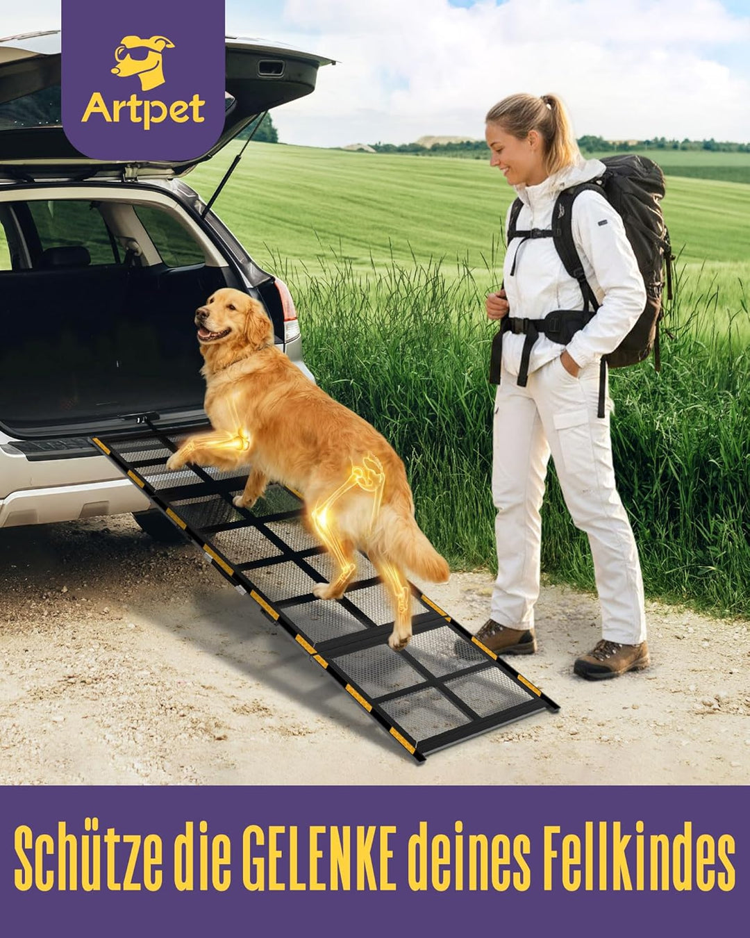 Extra Lange Hunderampe Auto Klappbar für Grosse Hunde 190 cm – Stabil Autorampe für Hunde, Einstiegs