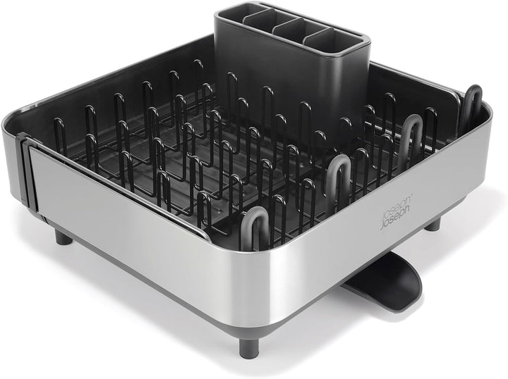 Joseph Joseph Extend Steel Plus Ausziehbarer Abtropfständer, Edelstahl, mit Weinglashalter &amp; Ablauf,