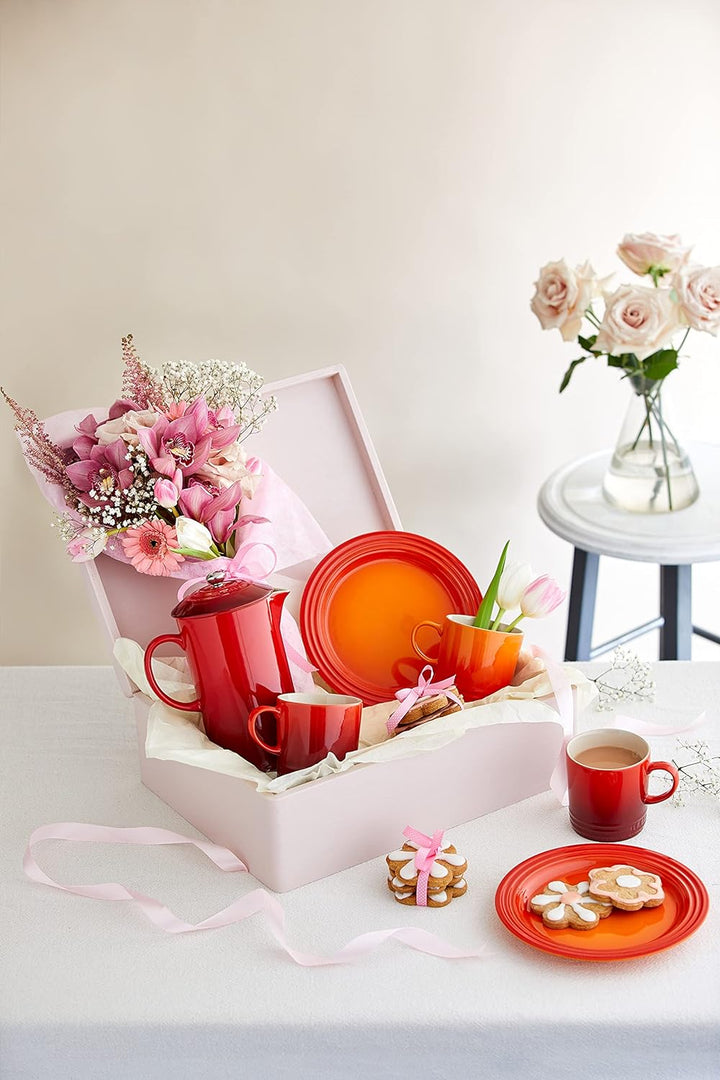 Le Creuset 4er-Set Becher aus Steinzeug, je 350 ml, Kirschrot, 79113350600000 Kirschrot 350 ml 4er-S