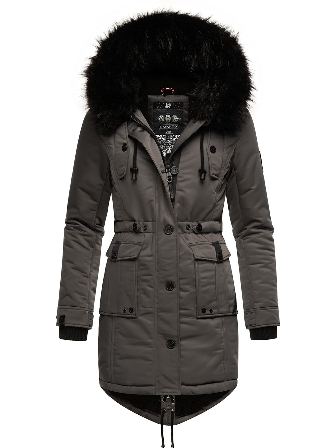 Navahoo Damen Warmer Winterparka mit Kapuze Luluna Prc XS-XXL XS Grau, XS Grau