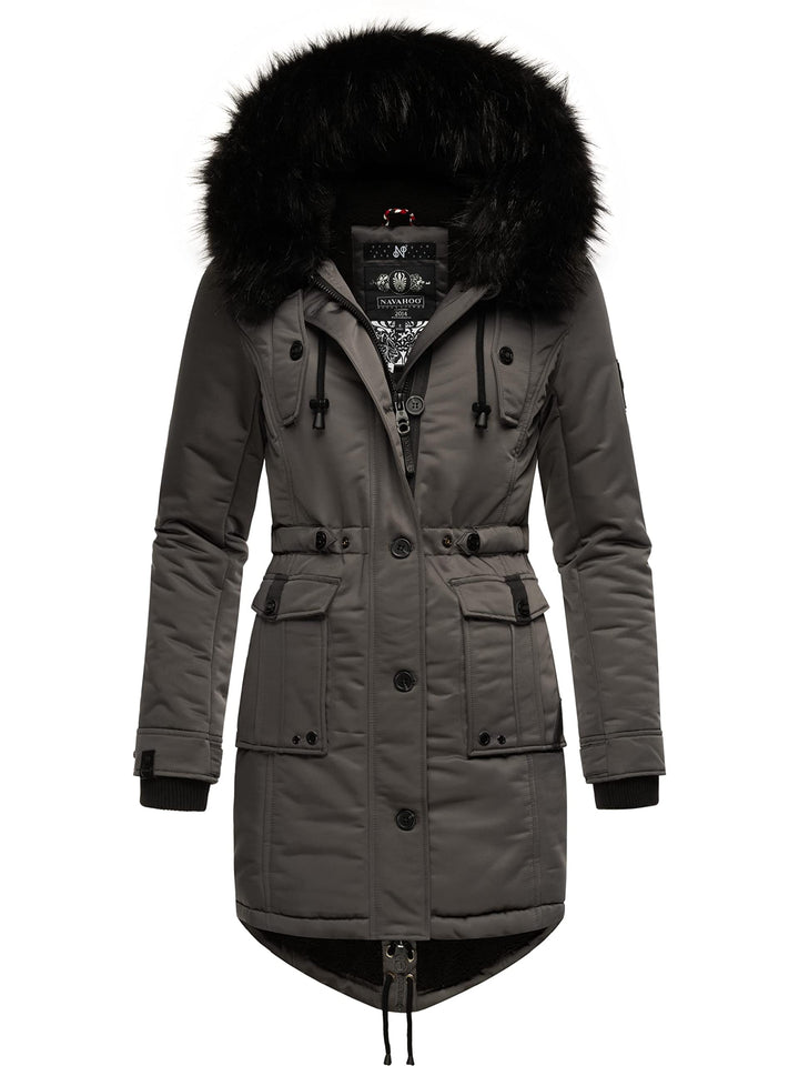Navahoo Damen Warmer Winterparka mit Kapuze Luluna Prc XS-XXL XS Grau, XS Grau