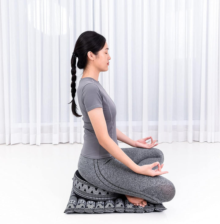 Leewadee Meditationsset Yogaset aus Meditationskissen Zafu und Kleiner rollbarer Sitzmatte Zabuton Ö
