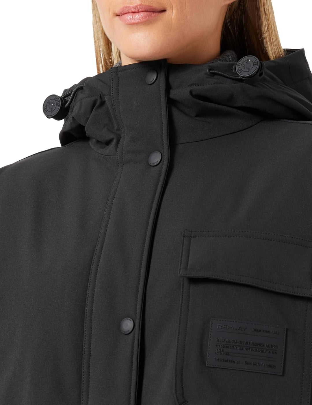 Replay Damen Mantel Regenjacke, Black 098