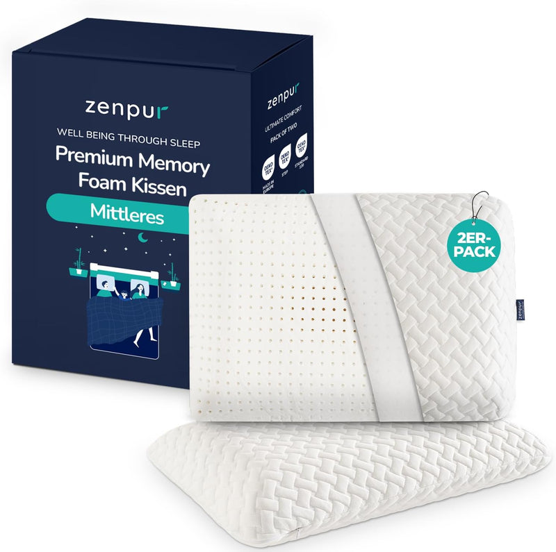 ZenPur – Memory Foam Kissen, Orthopädisches Kissen gegen Nackenschmerzen, Ergonomisches Schlafkissen