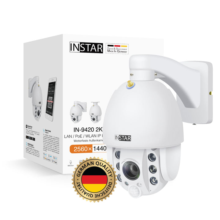 INSTAR IN-9420 2K+ Weiss - LAN/PoE/WLAN Überwachungskamera mit KI (AI) - IP Kamera - PIR - Steuerbar