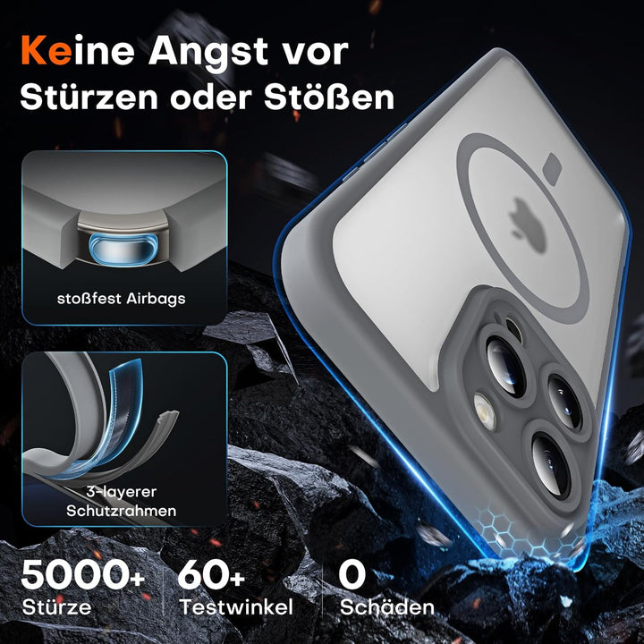 TOCOL 3 in 1 für iPhone 16 Pro Hülle für Magsafe, mit 2 Schutzglas, Vollständiger Kameraschutz Stoss