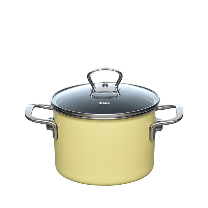 Riess, 0702-002 Fleischtopf mit Glasdeckel 16cm, 2L, NOVELLE PUR, LEMON LBH 25,3x17,5x11,5 Gew. 1,61