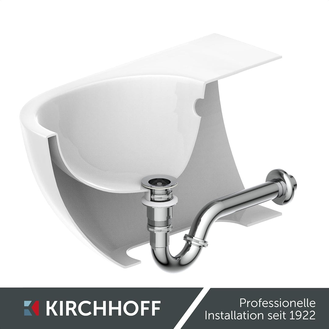 KIRCHHOFF Siphon Bidet, Siphon mit Abflussrohr und Tauchrohr passend für Bidets, Universal Syphon mi