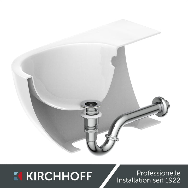 KIRCHHOFF Siphon Bidet, Siphon mit Abflussrohr und Tauchrohr passend für Bidets, Universal Syphon mi