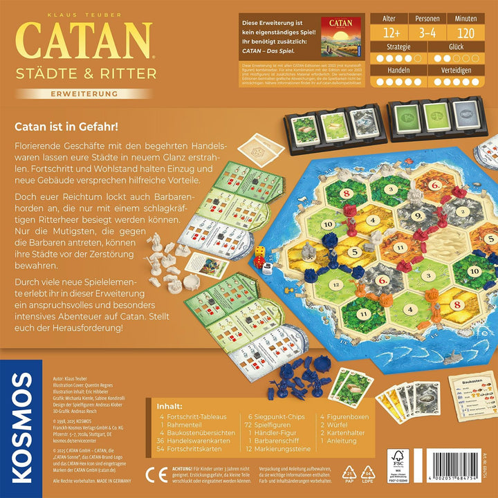 KOSMOS 684754 Catan - Städte & Ritter, Erweiterung zu Catan - Das Spiel, Brettspiel für 3-4 Personen