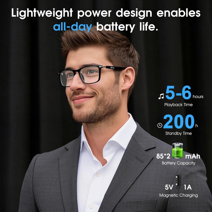 AI Smart Brille mit 160+ Sprachen, Farbwechsel-Linsen, Integriertem Lautsprecher & Klarer Audio - Bl