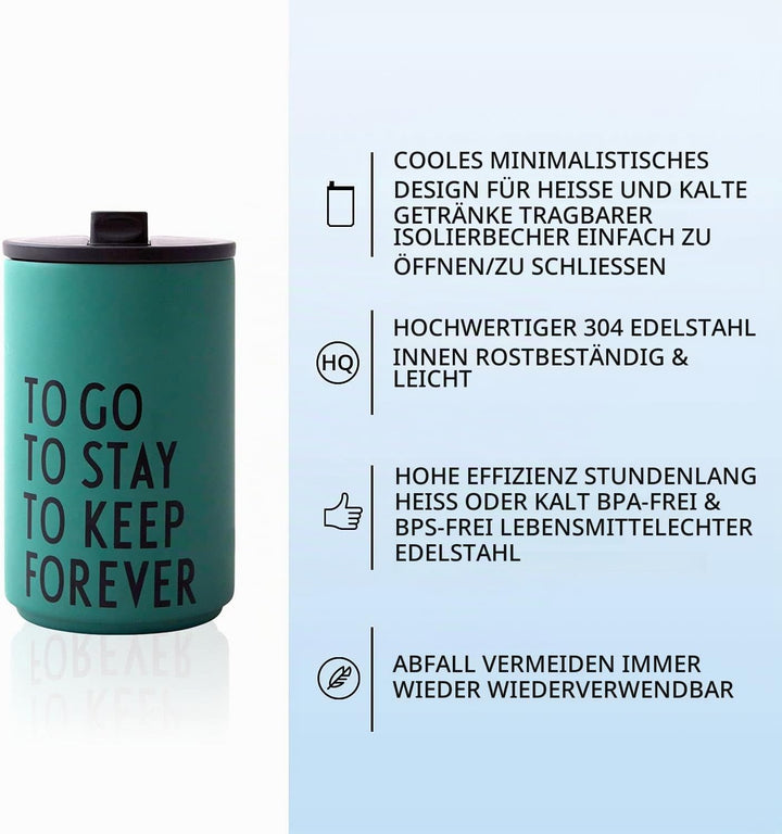 Design Letters Thermobecher TO GO | Thermobecher kaffee to go | Kaffeebecher To Go aus Edelstahl dop