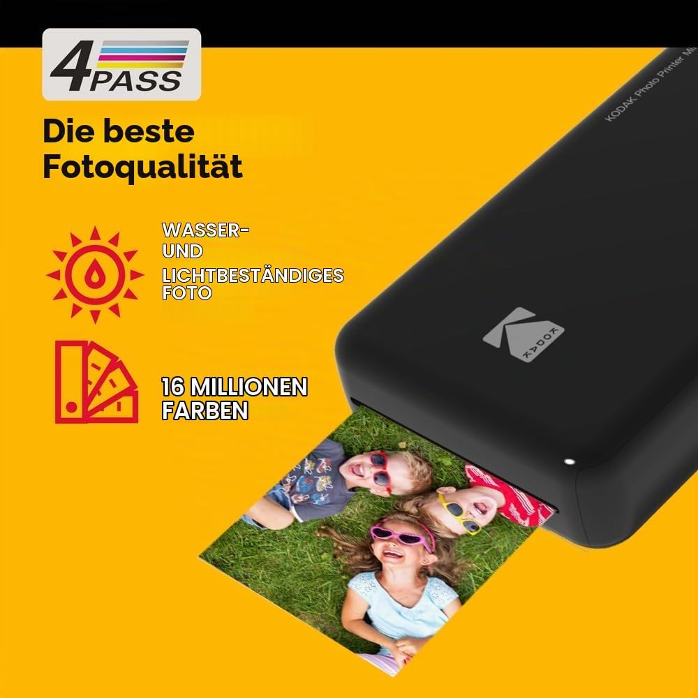 Kodak Mini 2 HD Wireless Mobile Instant Fotodrucker w / 4 Pass patentierte Drucktechnologie (Schwarz