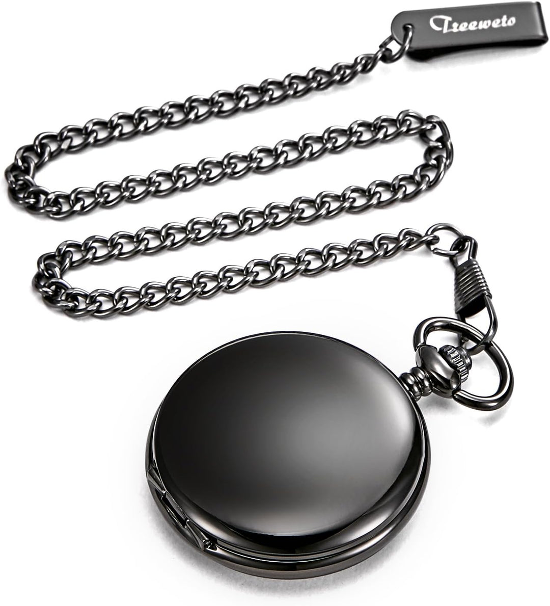 TREEWETO Taschenuhr Unisex Taschenuhr mit Kette Analog Mechanisch Handaufzug Doppelscharnier Antik R
