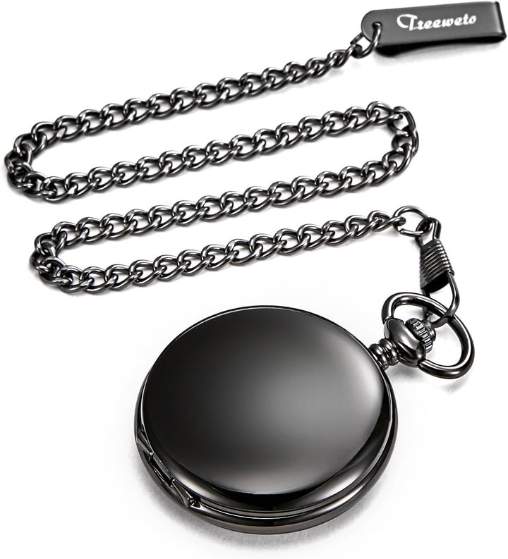 TREEWETO Taschenuhr Unisex Taschenuhr mit Kette Analog Mechanisch Handaufzug Doppelscharnier Antik R