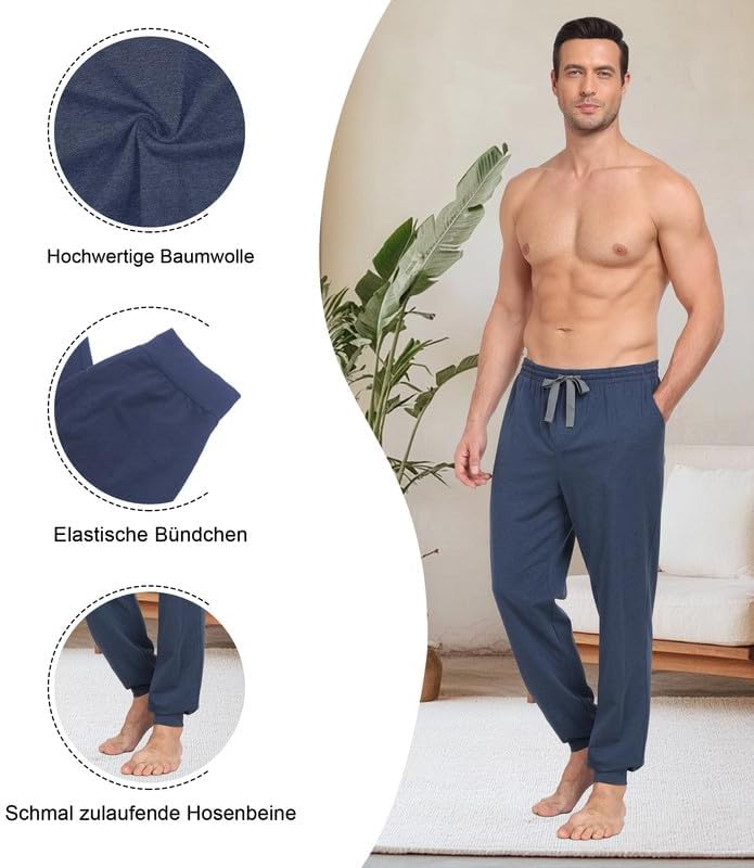 COLORFULLEAF Jogginghose Herren Baumwolle Schlafanzughose Männer Lang Schlafhose Leichte Freizeithos