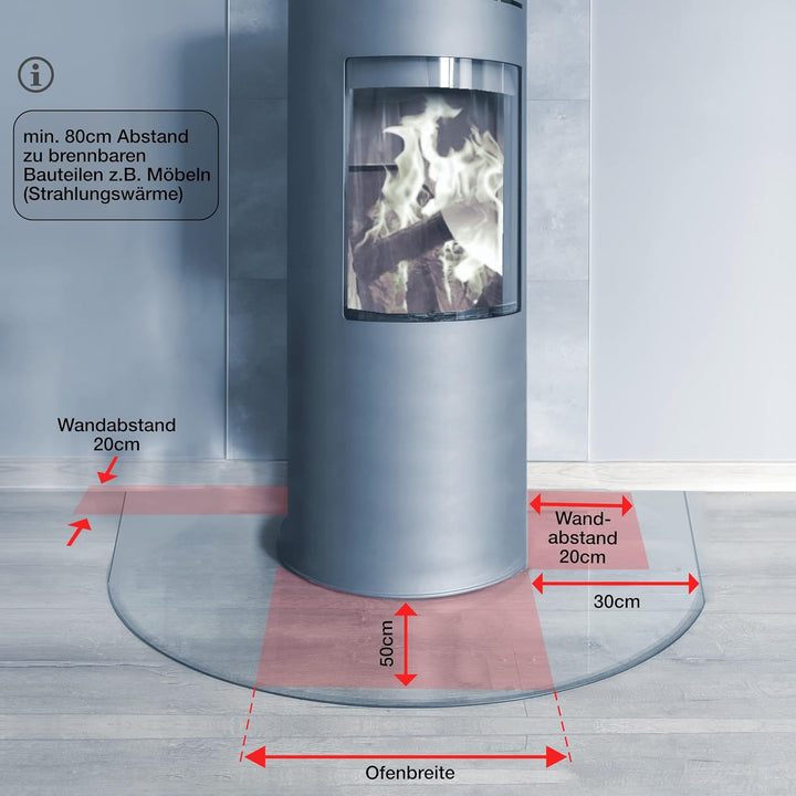 BIJON Funkenschutz-Platte mit Facettenschliff, Glasplatte Kaminofen, Kaminschutz mit ESG Sicherheits