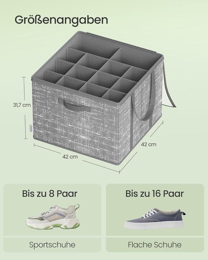 SONGMICS Schuh-Organizer, 2er Set, jeder für bis zu 16 Paar Schuhe, Schuhaufbewahrung, Griffe, trans
