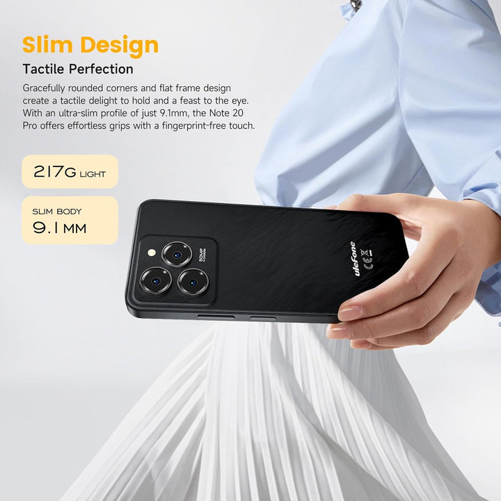 Ulefone Note 20 Pro Handy Android 14 256GB+8GB/1TB SD 50MP+8MP Kamera Octa Core 6000mAh 18W 6,75" HD