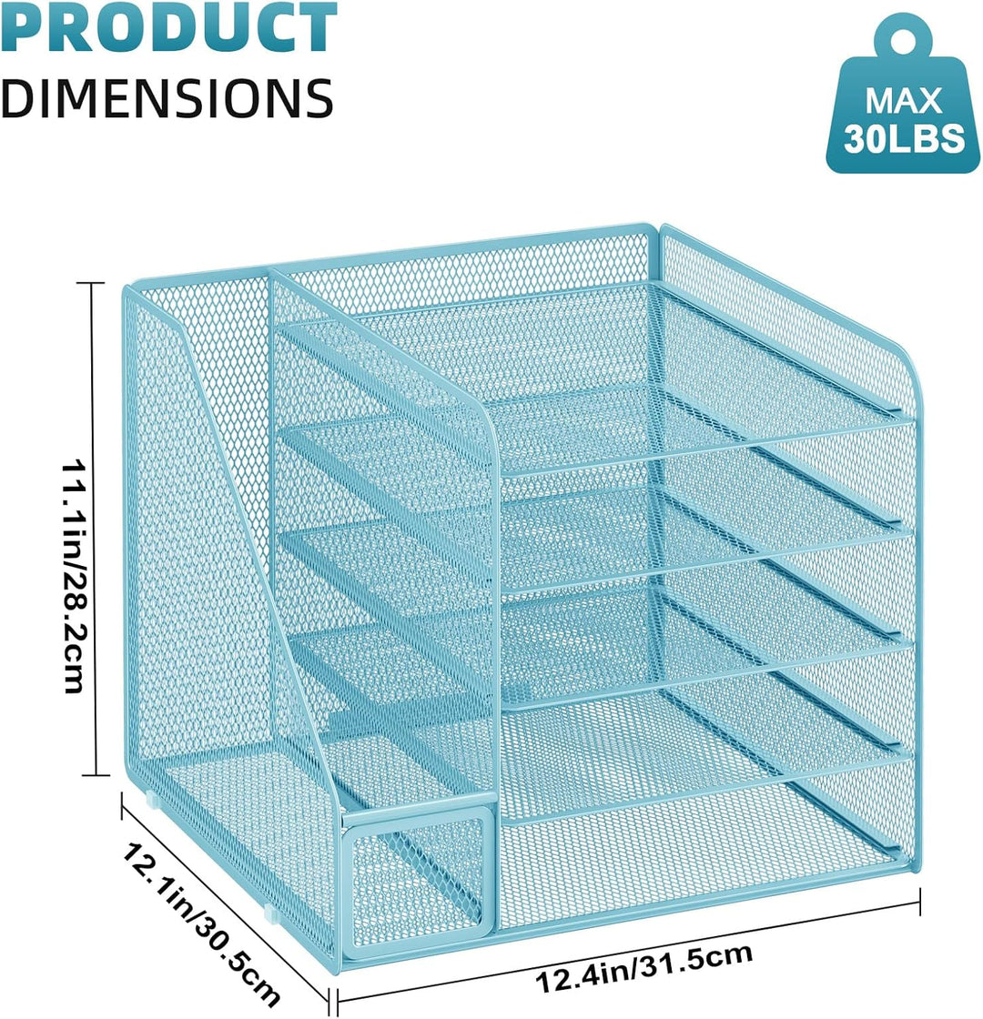 Marbrasse Schreibtisch Organizer und Büro Zubehör,5-Tier Briefablage Organizer mit Briefständer,Mesh