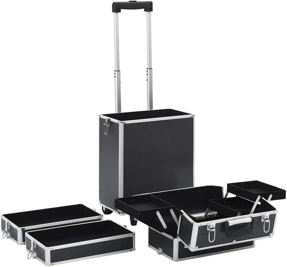 vidaXL Kosmetikkoffer mit 4 Etagen Ablagen Beauty Case Schminkkoffer Friseurkoffer Schmuckkoffer Tro