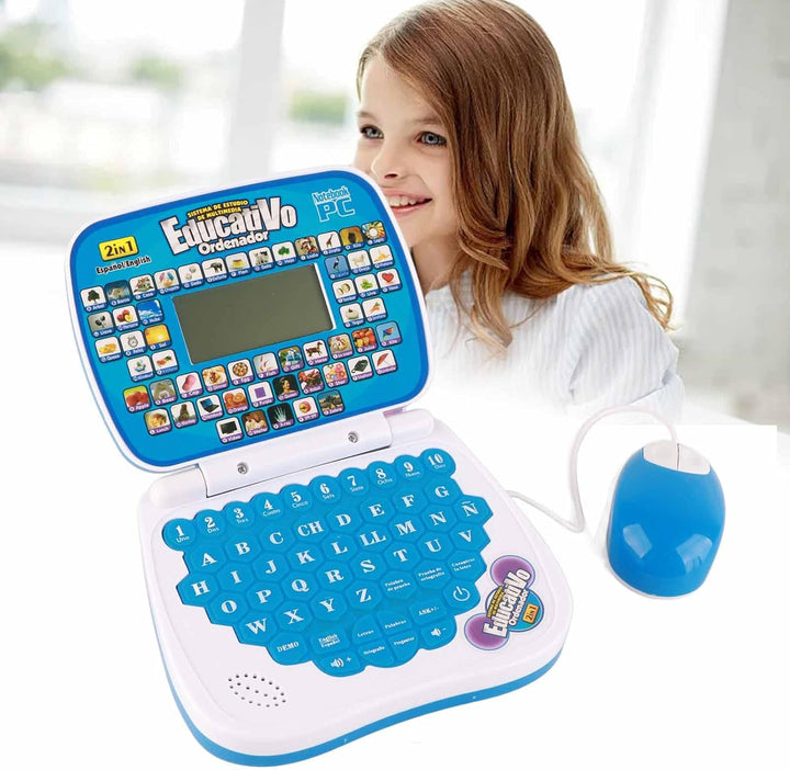 Interaktiver Zweisprachiger Lern-Laptop für Kinder mit Englisch-Spanisch-Musikfunktion, Ideales Lern