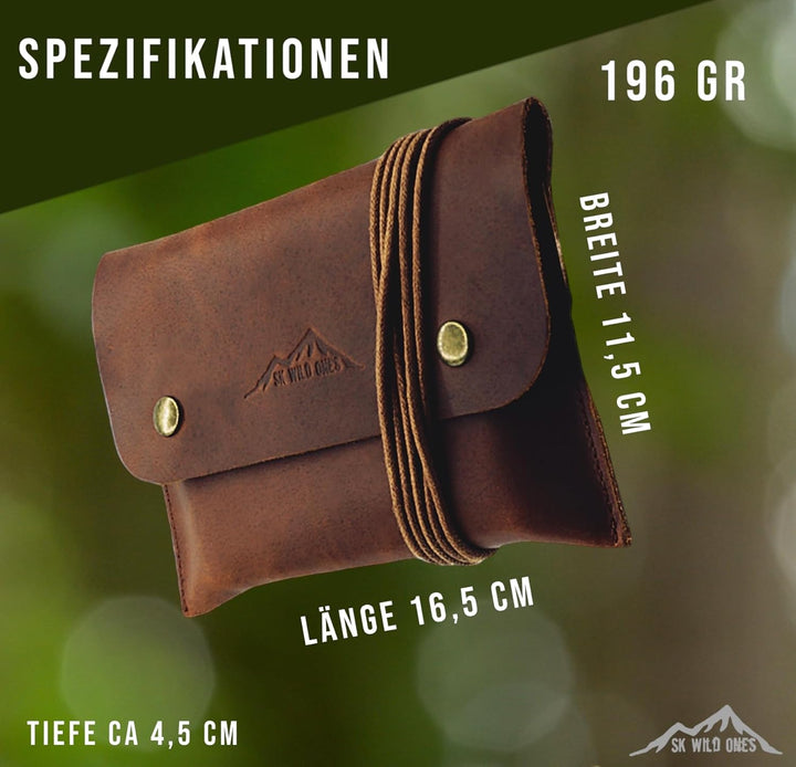 SK Wild Ones® Outdoor Gewürztasche - Echtleder Mit 6 Gewürzdosen Camping - Bushcraft Gewürz Camping