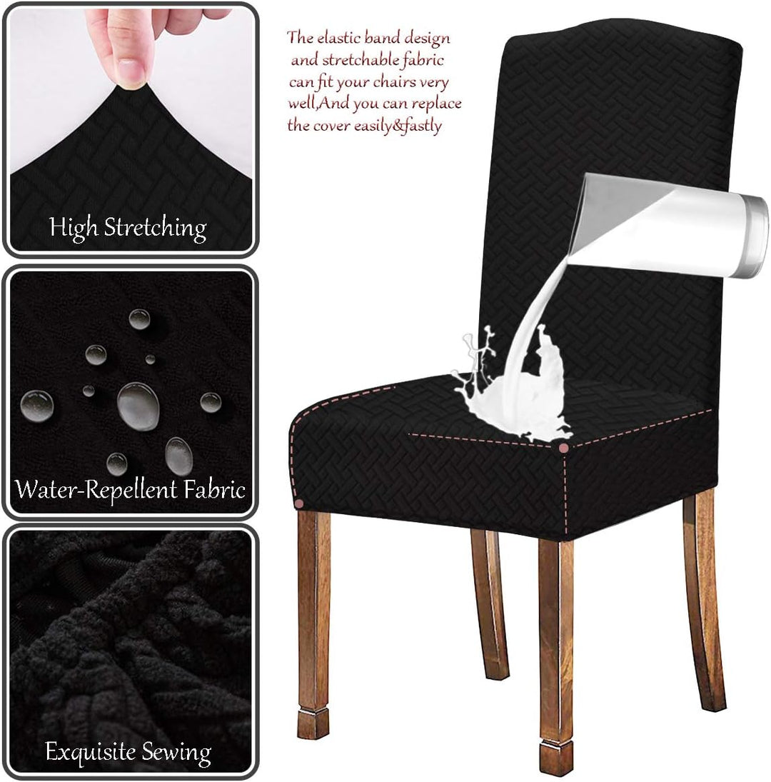 KELUINA Stretch wasserdichte Jacquard mit langem Gitter Esszimmer Stuhlhussen Home Decor, Stuhlhusse