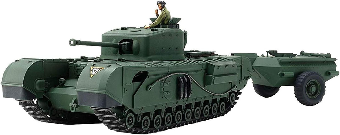 Tamiya 32594 - 1:48 Britischer Panzer Churchill Mk.VII Crocodile, Modellbau, Plastik Bausatz, Bastel