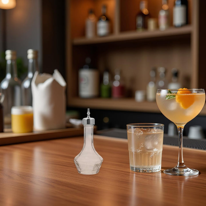 ULTECHNOVO 2 Stück Bartender Glas Bitters Flaschen mit Dosierkopf Präzise Tropfflasche für Cocktail-
