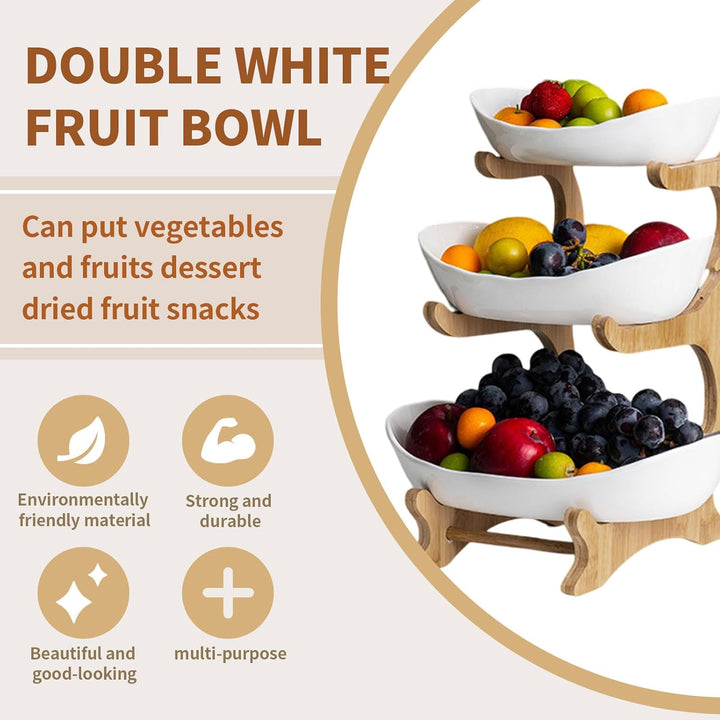 Dreifach-Obstschale, Platzsparende Obstschale, Snackschale, Obst Etagere Obstschale, Haushalt, Holzs