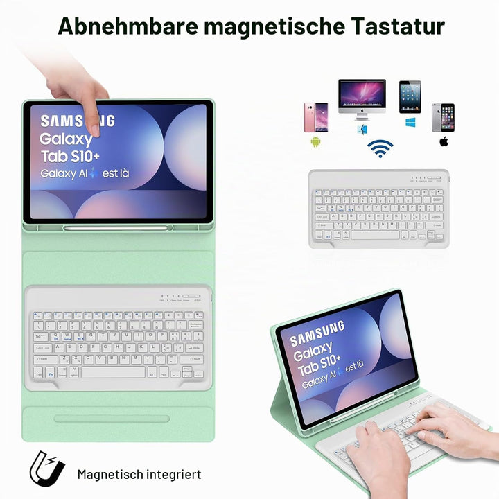 IVEOPPE Tastatur für Samsung Galaxy Tab S10+/S9FE+/S9+, Hülle Tastatur Kompatibel mit Samsung Tab S9
