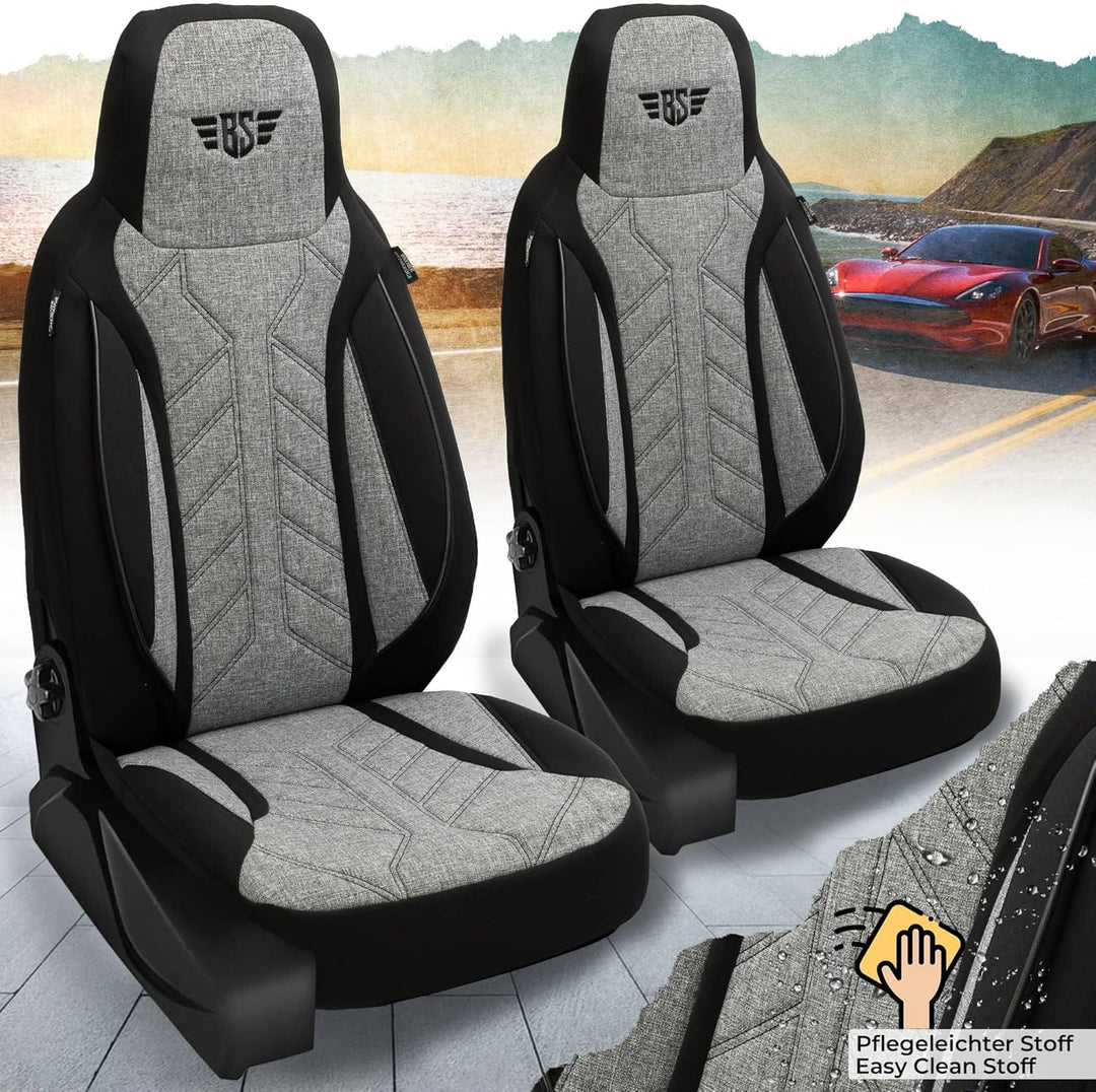 BREMER SITZBEZÜGE Mass Sitzbezüge Schonbezüge für Skoda Karoq PLKT201 PLKT201 - Schwarz/Grau Karoq,