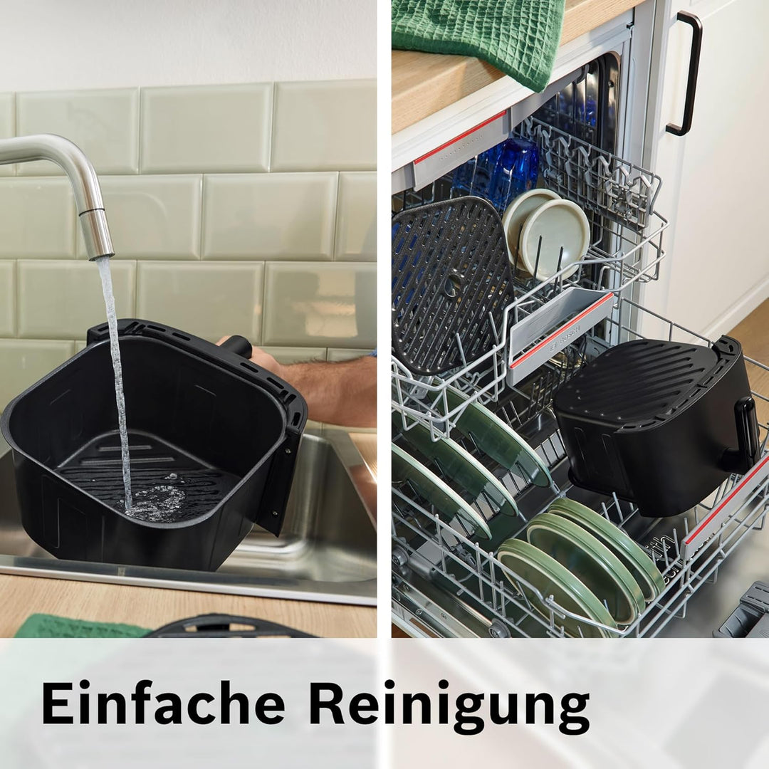 Bosch Heissluftfritteuse Serie 4, XL Air Fryer, schwarz, 6,1 L Fassungsvermögen, 7 Voreinstellungen,